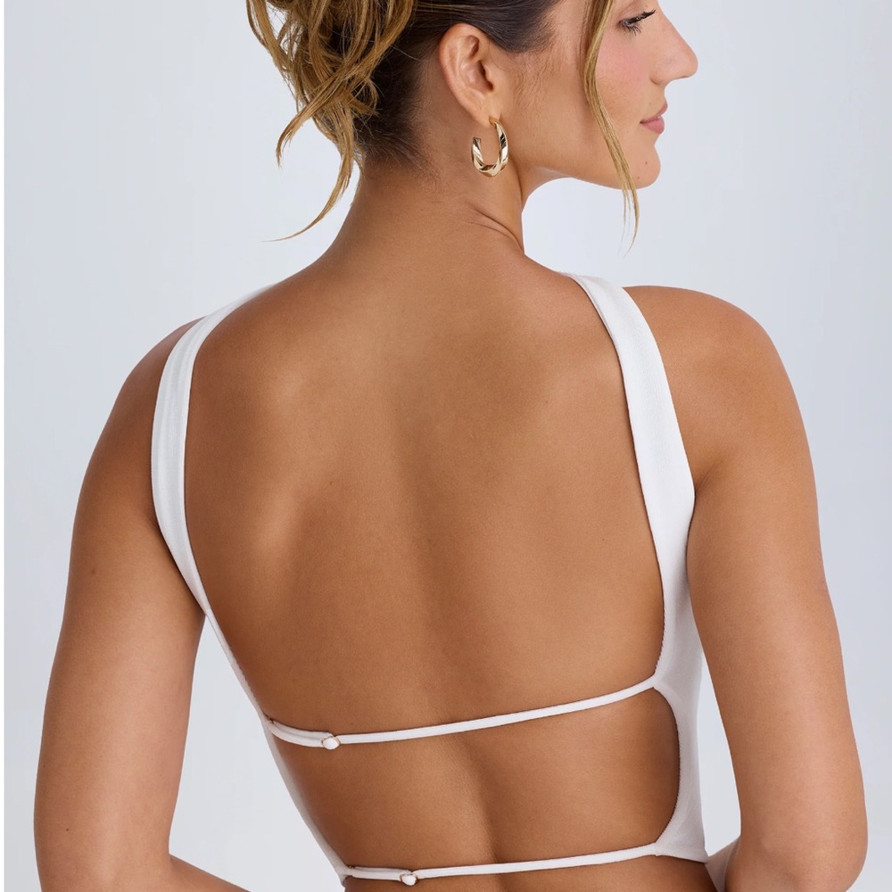Elegant White Strappy Backless Top